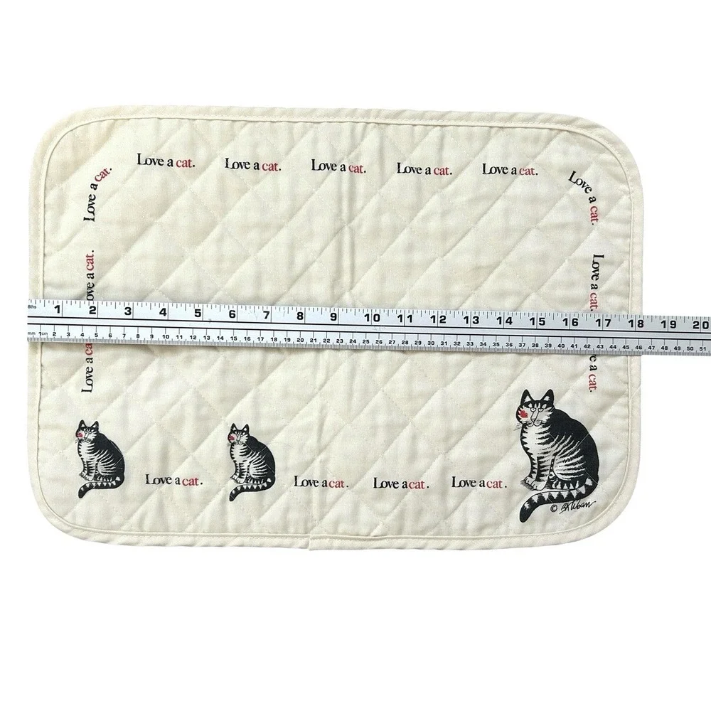 Vintage B. Kliban Placemats Love A Cat Quilted Set Of 4 Grandmacore Cottage USA